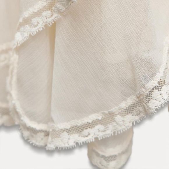 FINAL SALE ZARA NWT RUFFLED LACE MIDI DRESS ZW COLLECTION in Cream Size M Boho - Picture 13 of 15